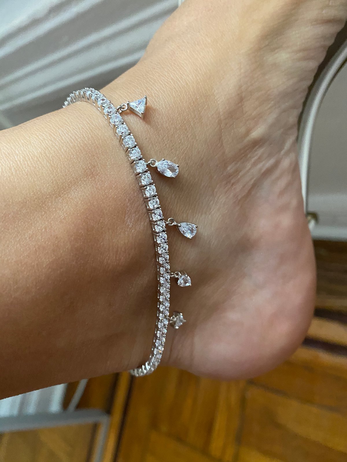 JOlivers Sterling Silver 10inch Solid Polished Palm Tree Anklet 